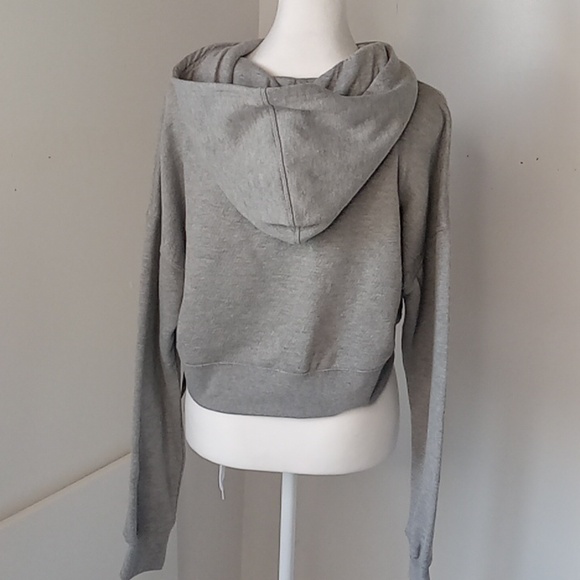 Mono B Slit Show Pullover Crop Hoodie Gray Size S - Picture 4 of 9